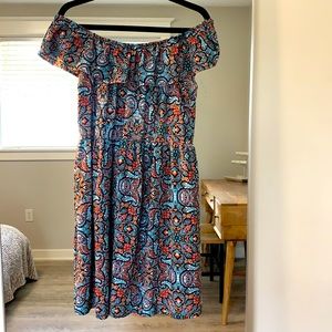Off the Shoulder Fit and Flare Dress